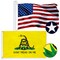 G128 Combo Pack: American USA Flag ToughWeave Series 4x6 Ft Single Sided & Gadsden Don't Tread On Me Flag Double Sided 4x6 Ft Double ToughWeave Series | Both Embroidered Polyester, Brass Grommets